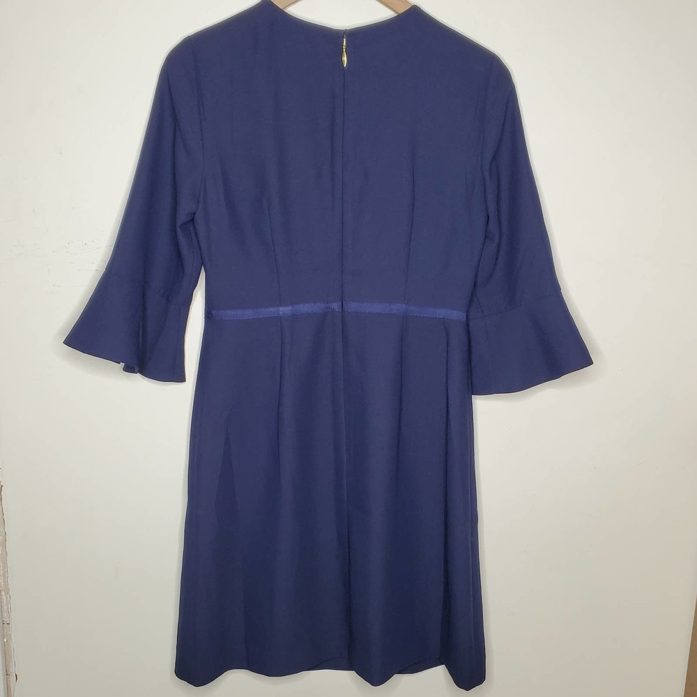 Draper James Navy Nassau Keyhole Shift Dress Flare Sleeves Work Shower, sz 6 - Picture 2 of 7